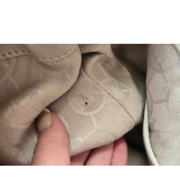 Large Cream and Brown  Michael Kors  Whipped Hamilton Bag - Picture 11 of 15